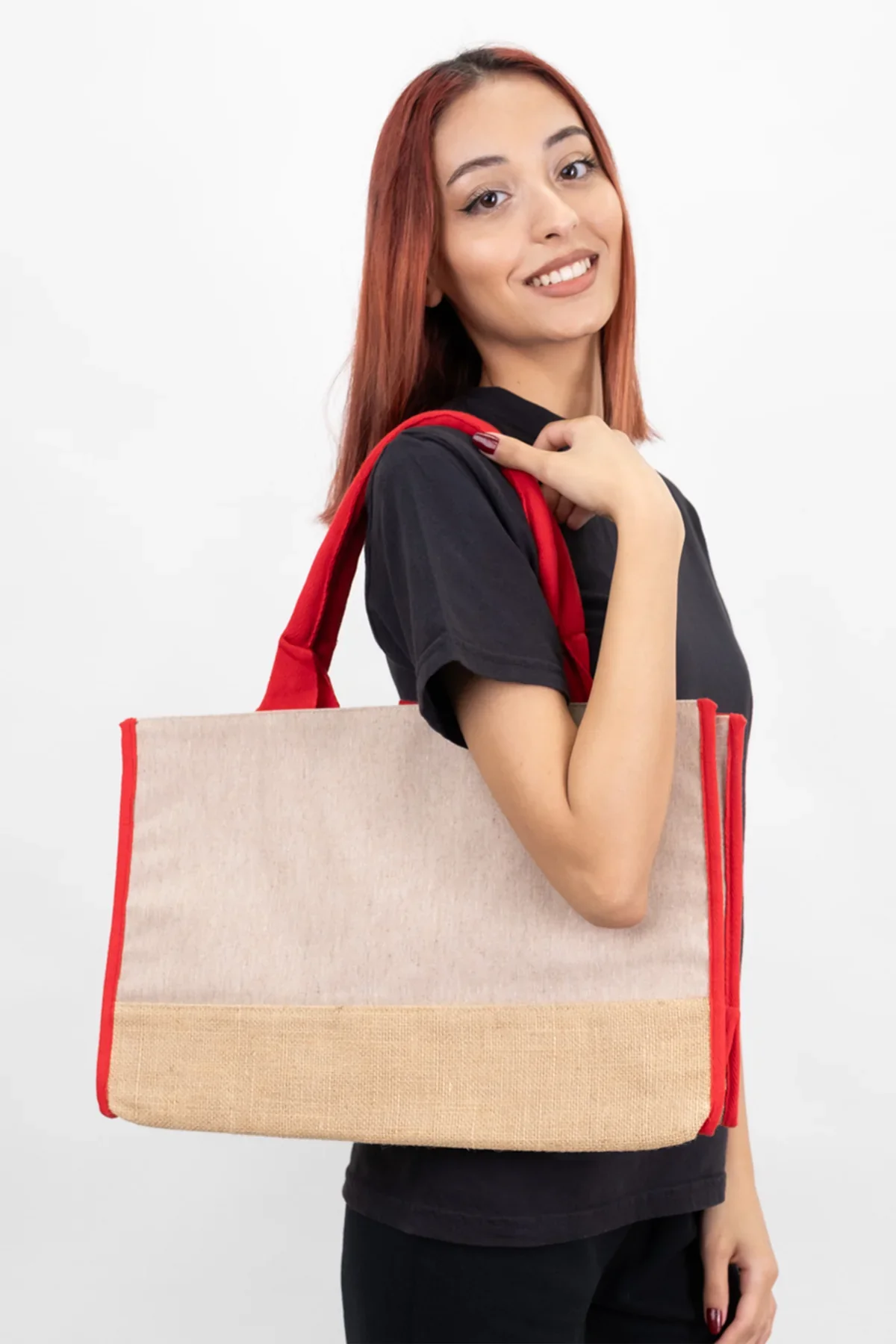 Trimmed Jute Tote Bag - Image 4