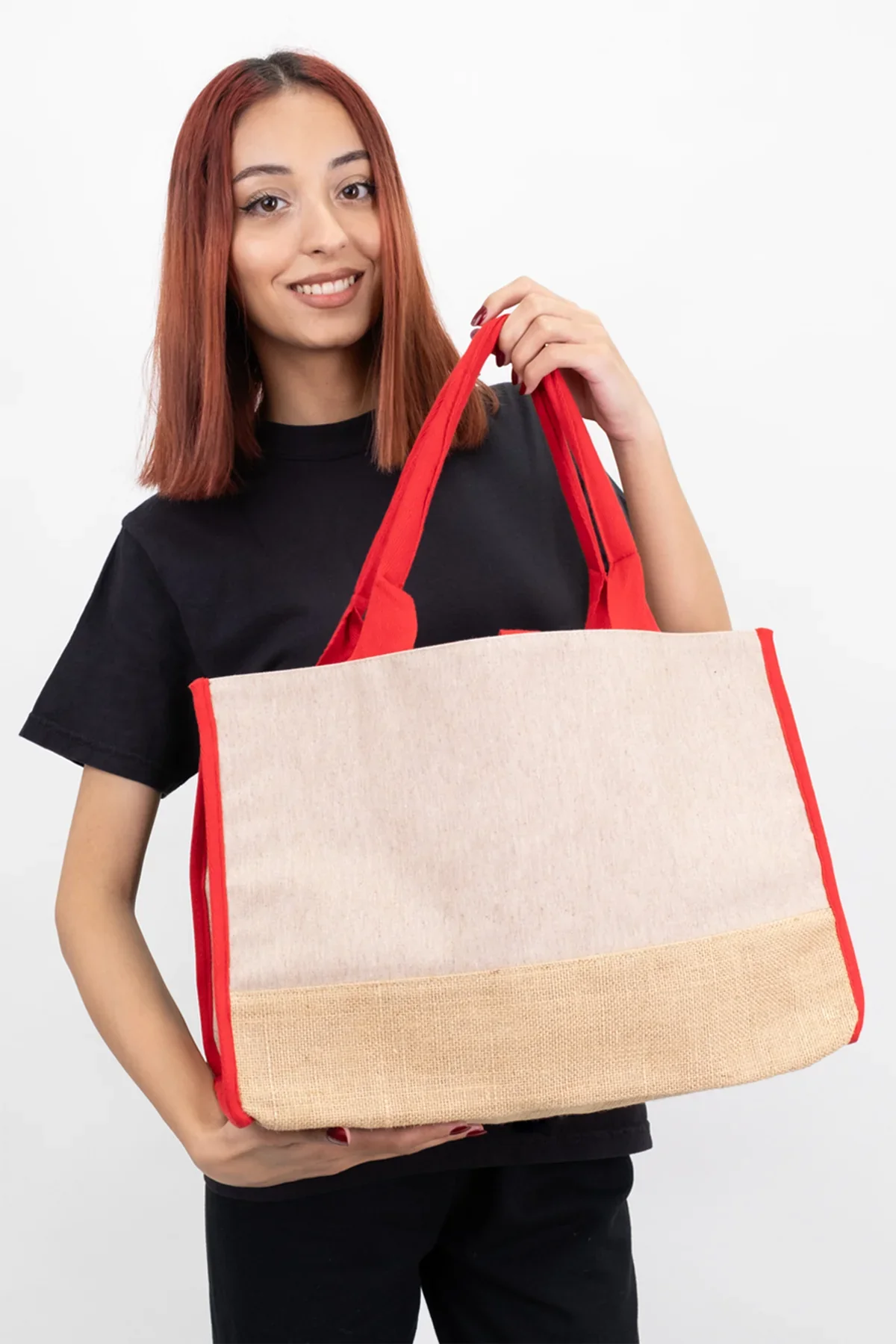 Trimmed Jute Tote Bag - Image 5
